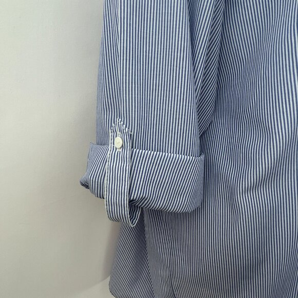 Zara Preppy Varsity Blue Pinstripe shirt – Women’s Medium M - Picture 8 of 13